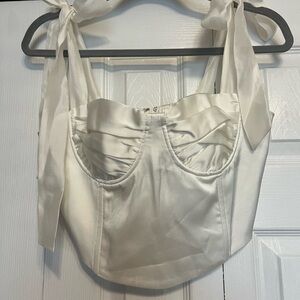 Elegant White Satin Women's Top